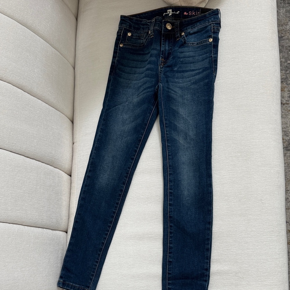 7 For All Mankind Kids Dark Skinny Blue Jeans